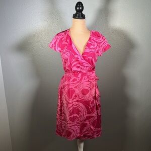 Banana Republic Pink Ruffled Wrap Midi Dress